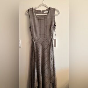 Calvin Klein Midi A-Line Ponte Dress with Tie Belt